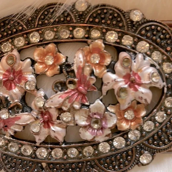 Vintage Brass & Enamel Belt Buckle - Picture 5 of 7